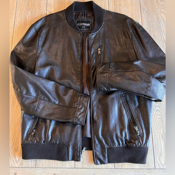 Express for Men Leather Bomber Jacket - Picture 1 of 6